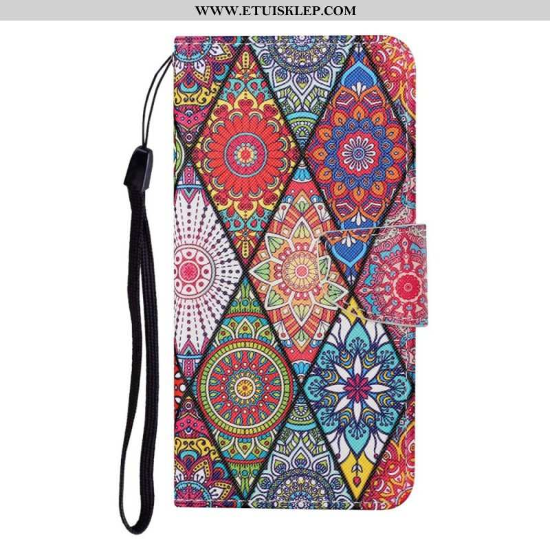 Etui Folio do Samsung Galaxy S22 Ultra 5G Patchwork Ze Smyczą